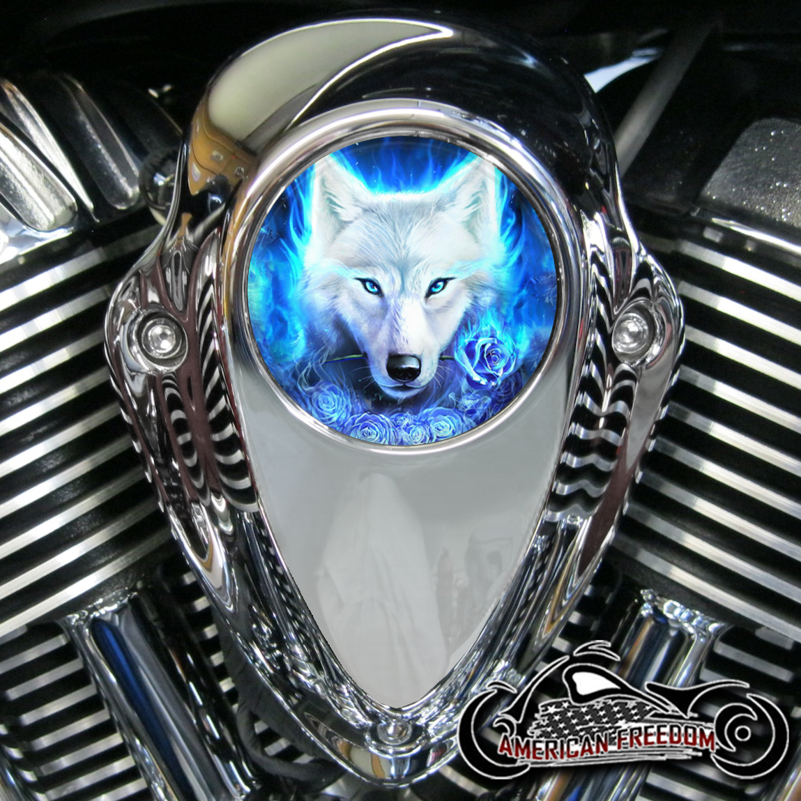 Indian Thunder Stroke Horn Insert - Blue Rose Wolf
